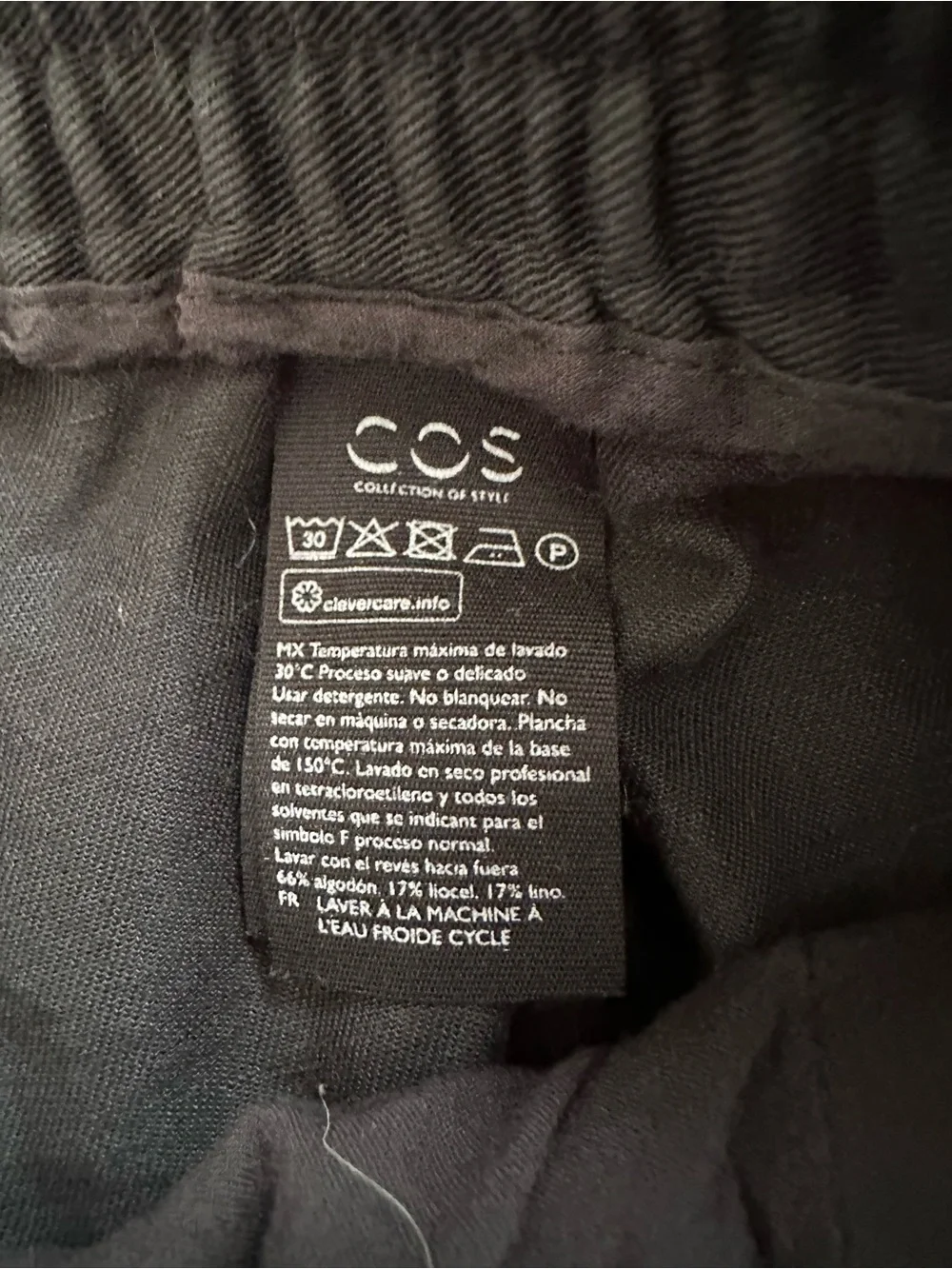 COS Women’s Black Linen Blend Drawstring Pull On Pants Size 10 Minimalist